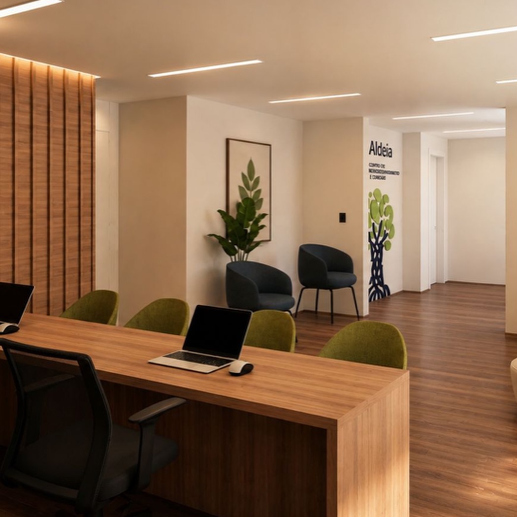 Sala de atendimento e área de convivência